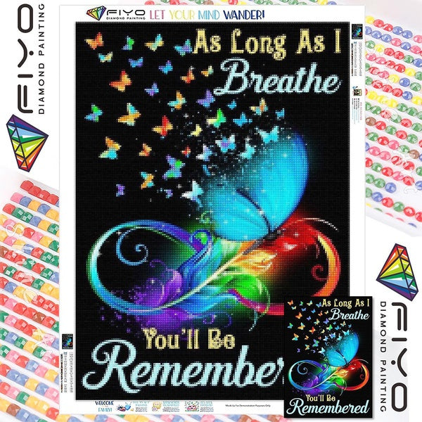 FIYO DIY 5D Butterfly Diamond Painting Full Drill with Number Kits Home and Kitchen Fashion Mosaic Diamond Painting Canvas Wall Decoration Gift Craft