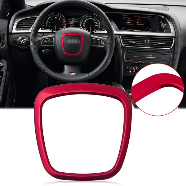 Red Interior Steering Wheel Cover Trim Emblem Center Frame For Audi A3 A4 A5 A6 A8 Q5 Q7