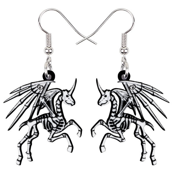 Halloween Acrylic Horror Skull Skeleton Unicorns Earrings Fashion Big Drop Dangle Charms Gifts Party Jewelry For Women Girls Teens