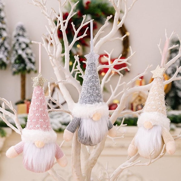 New Cute Knitting Dwarf Gnome Ornament Christmas Decoration Creative Present Cartoon Plush Doll Pendent New Year Gift