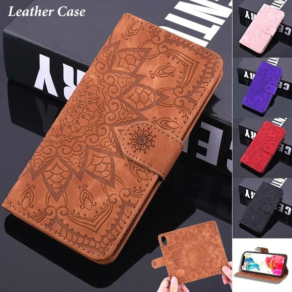 New Luxury Embossed Mandala Slim Flip Leather Wallet Case Card Holder Protective Phone Cover Bag for iPhone 11pro Xs Max XR 8 7 6 6s Plus 5 5S SE,Sam