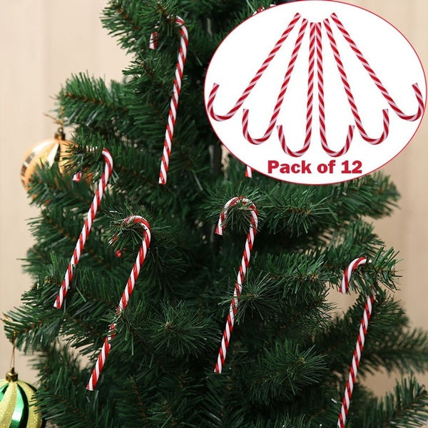 6-12pcs Christmas Candy Cane Hanging Ornaments for Home Xmas Tree New Year Party Decoration