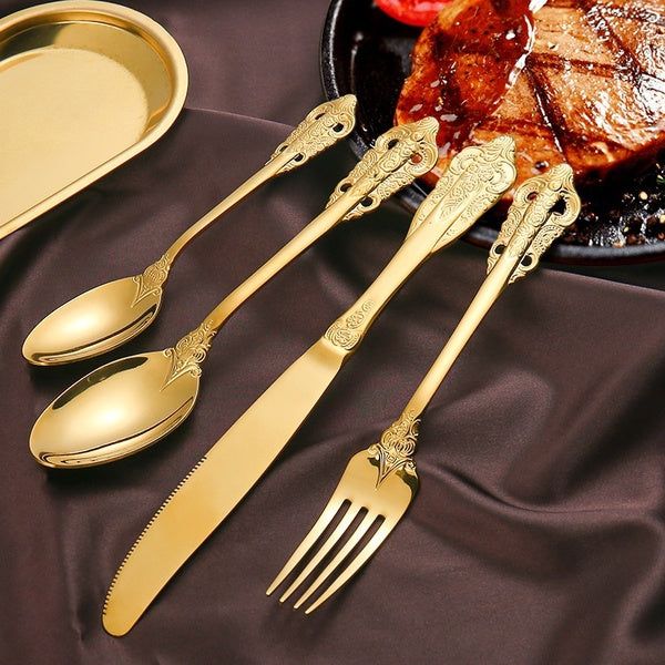 Gold Cutlery Set 304 Stainless Steel Cutlery Set Fork Tea Dessert Spoon Tableware Set Dinnerware Set