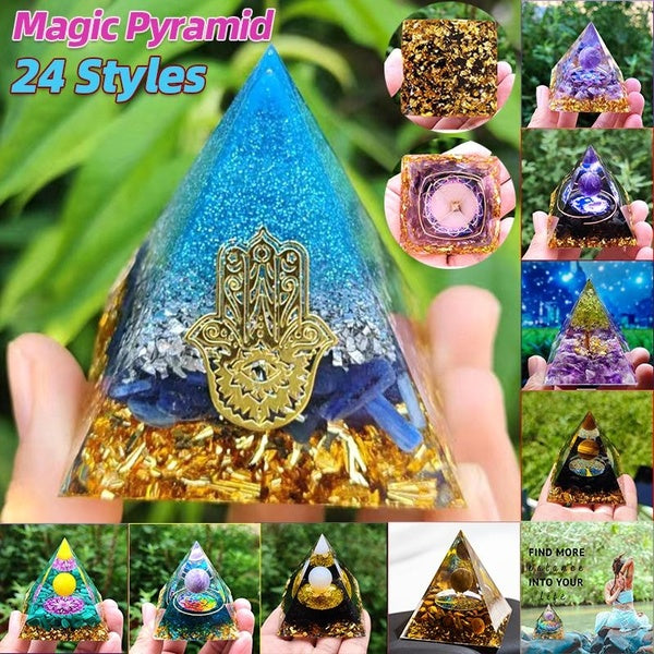 24 Styles Pyramid Magic Orgonite Amethyst Art Crystal Sphere Quartz Natural Cristal Stone Orgone Energy Healing Reiki Yoga Meditation Tool Home Decor