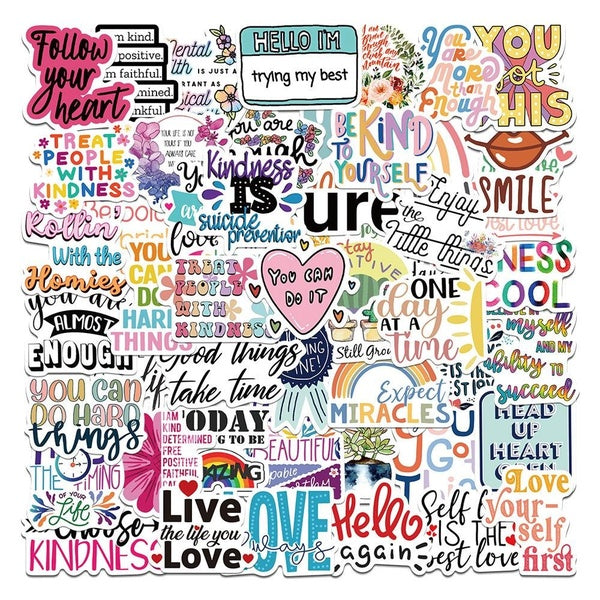 10-50pcs Inspirational Words Stickers Pack Motivational Quote Stickers Graffiti Stickers for DIY Luggage Laptop Skateboard Bicycle Stickers