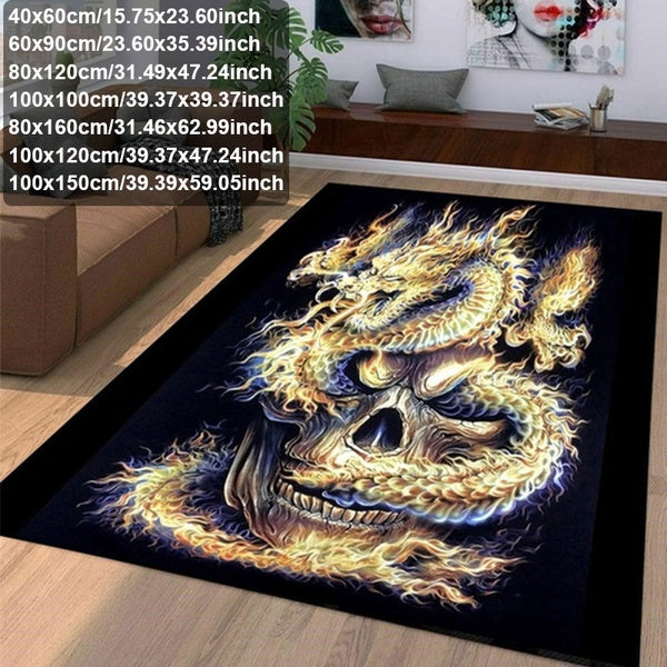 3D Dragon with Skull Pattern Pringting Rug Non-slip Rug Floor Mat Doormat Carpet for Bedroom Living Room 7 Size (40x60cm - 60x90cm - 80x120cm - 80x16