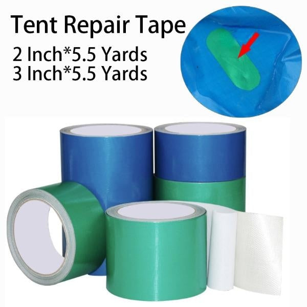 Tent Repair Tape Tarpaulin Patching Pool Repair Tape Blue-Green, 2 Inch-3 Inch Width 5.5 Yards Length
