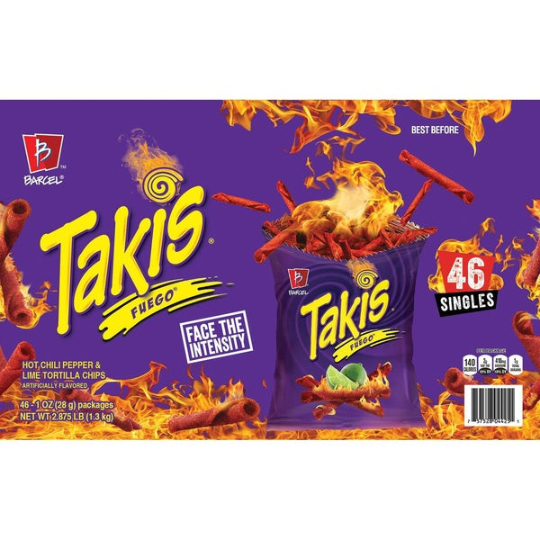 Takis Fuego Rolled Tortilla Chips, 1 oz, 46 pk
