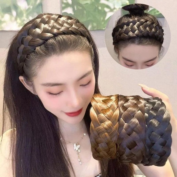Wide Twist Wig Headbands For Women Wide Fishbone Braids Hairbands Handmade Head Hoop Hair Styling Headwear Accessories Gift Matron Inn