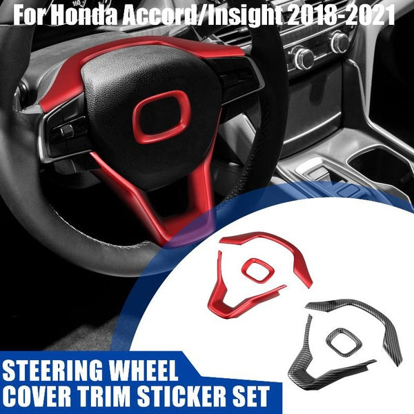 3PCS ABS Interior Steering Wheel Cover Trim for Honda Accord 2018-2021 Inner Decoration Auto Accessories