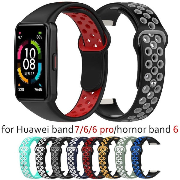 Sport Silicone Breathable Strap for Huawei Band 7-6 for huawei band6 Pro Smartwatch Replacement bracelet for Honor Band 6 Strap