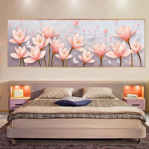 5D Diamond Painting Magnolia Flower Full Diamond Art Embroidery Large Restaurant Office Home Decoration Diamond Cross Stitch Kits