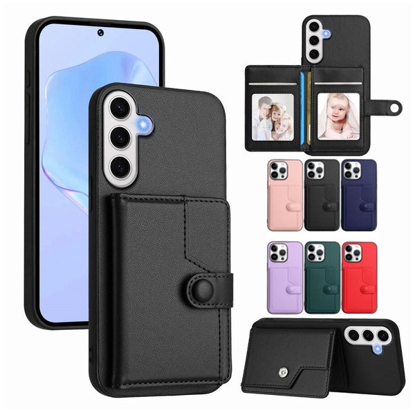 Étui portefeuille magnétique en cuir avec fente pour carte et rabat antichoc pour Samsung Galaxy S24 S24Plus S24Ultra S24FE S23 S23FE S23Plus S23Ultr