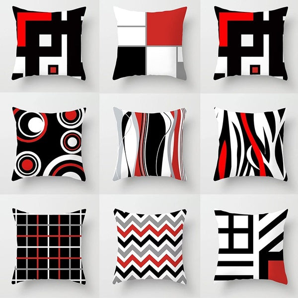 Simple New Style Red Abstract Geometric Pillowcase Home Sofa Cushion Cushion Cover[without Pillow]