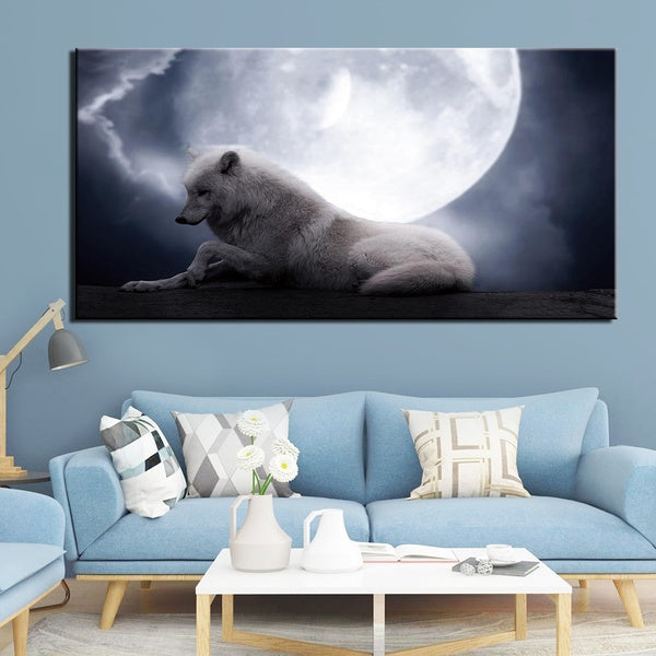 Wild Animal Wall Art Wolf Picture Canvas Painting Black and White Wolf Photo Canvas Print and Poster Home Room Art Wall Decor