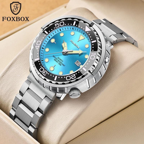 LIGE Marque FOXBOX Mode Hommes Montres 50M Étanche Montre De Plongée pour Hommes Quartz Montre-Bracelet Homme D'affaires Sport Lumineux Date Horloges