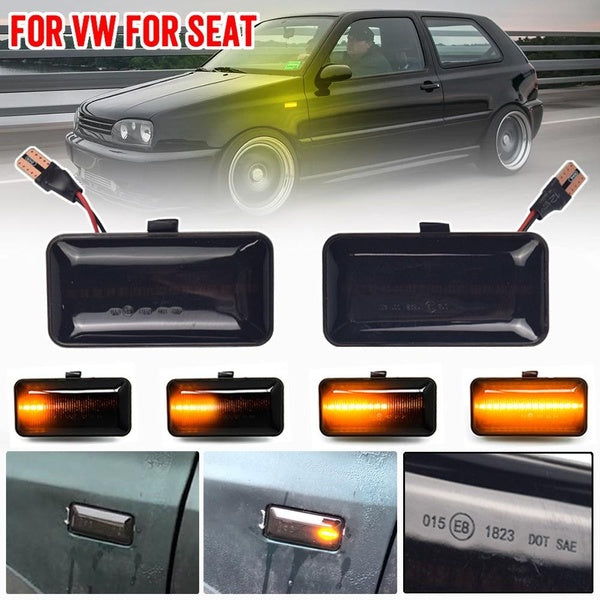 2Pcs Dynamic LED Side Marker Light Turn Signal Blinker Lamps for VW Golf 2 3 Passat B3 Vento Jetta A2 A3 Seat Ibiza 2 Cordoba 1