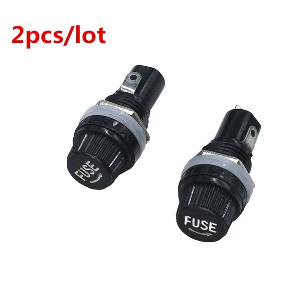 2pcs-lot 5*20mm 10A 250V Glass Fuse holders 5x20 Black Insurance Tube Socket Panel Mount Fuse Socket Copper