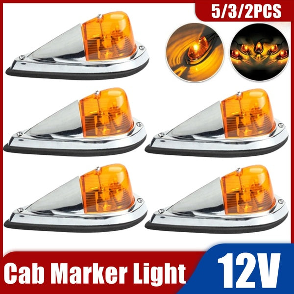 5-3-2PCS DC 12V Universal Amber Cab Marker Light Led Trailer Lights Waterproof Top Roof Running Cab Lights Compatible with Peterbilt-Kenworth-Freight