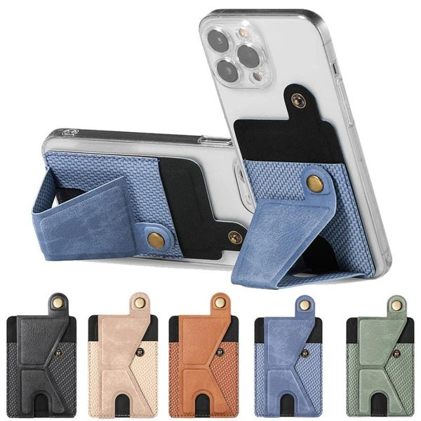 Porte-cartes adhésif pour étui de téléphone, portefeuille de téléphone à coller, porte-cartes en cuir PU pour l'arrière du téléphone avec support pou