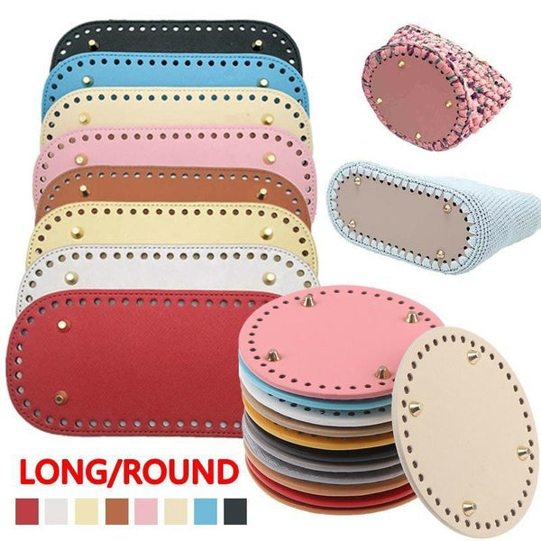 Handmade Bottom PU Leather Women Purse Wear-Resistant Rectangle Accessories Parts For Handbag Knitting Bag Bottom