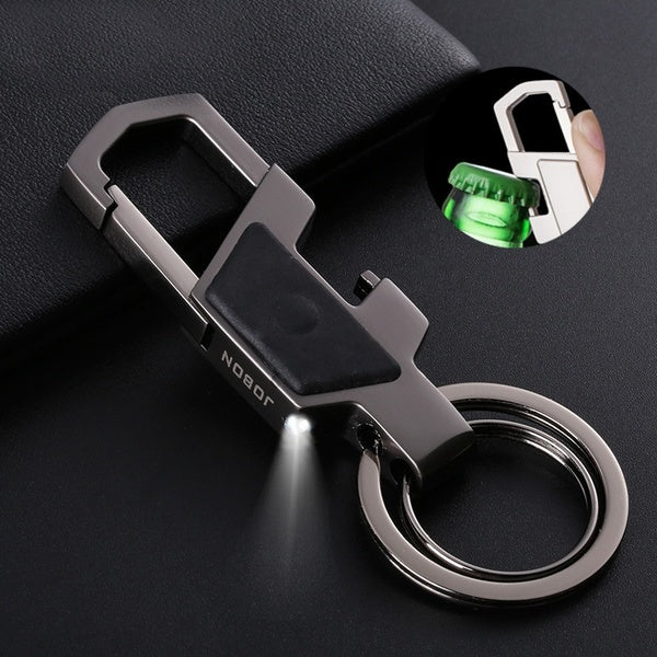 Car Keychain LED Lights Lamp Beer Opener Bottle Key Chain Ring Men Color: (black, Silver, Gold)