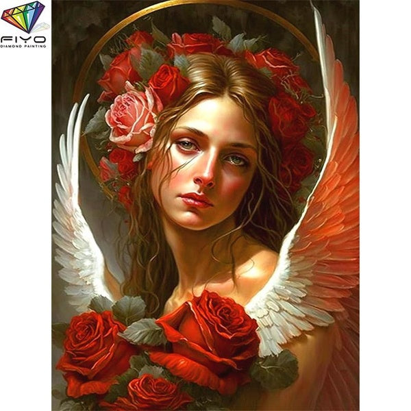 FIYO Women and Flowers DIY 5D Diamond Painting Full Drill with Number Kits Home and Kitchen Fashion Mosaic Diamond Painting Canvas Wall Decoration Gi