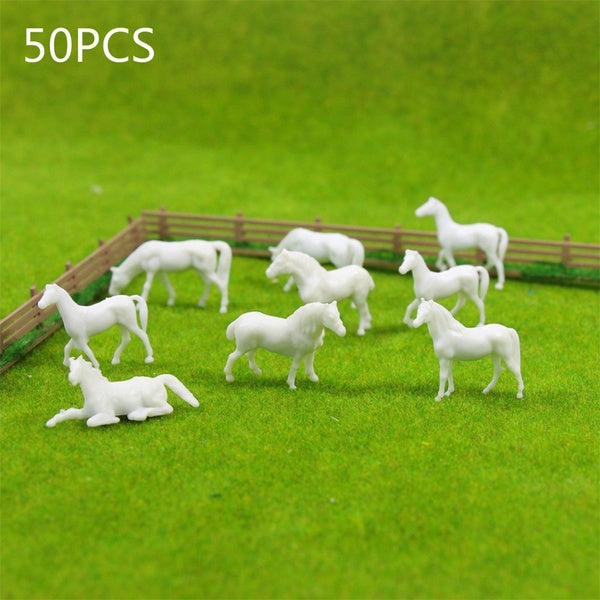 HO Scale 1:87 Farm Horse White Model Mini Horse Different Poses Animals Toys Building Garden Landscape Layout