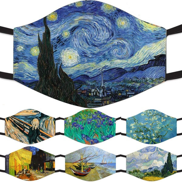 2021 Scream Vincent Willem Fine Art Artistic Starry Night Face Mask Face Covering Resuable Mouth Mask