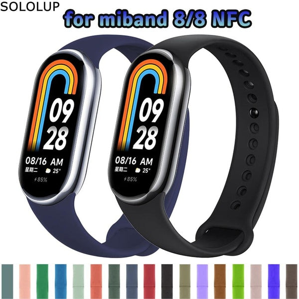 Bande SOLOLUP pour Mi Band 8 NFC pour Xiaomi MiBand 8, Silicone Sport Soft Accessoires SmartWatch Bracelet Bracelet Bracelet