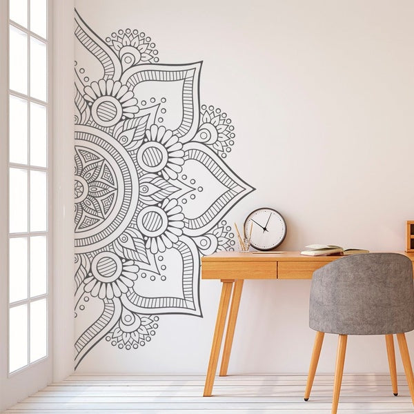 Half Mandala Wall Decal Sticker for Bedroom Modern Design Pattern Vinyl Art Self Adhesive Wall Stickers Home Room Decor