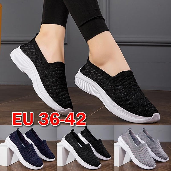 Mom's Shoes Comfortable Slip on Shoes Mesh Breathable Loafers Lightweight MD Sole Flats Shoes Sneakers for Women
