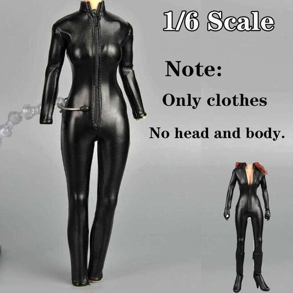 1-6 Scale Female Black Tight Leather Clothing Women Clothes Model For 12'' Inch Action Figure Dolls Accessories