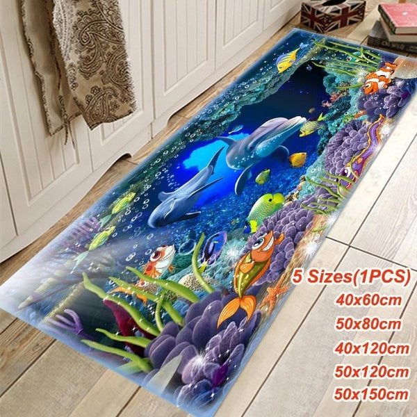 3D Underwater World Rugs Bath Mat Bath Rugs Anti-slip Kitchen Mats Bathroom Mat Rugs for LIvingroom,Kitchen,Bedroom,Bathroom Tapis 5 Size:40X60CM-50X