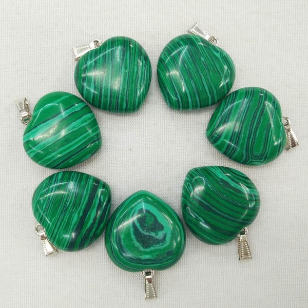 20mm Malachite Onyx Agate Natural Stone Pendants Charms Love Heart Stone for Jewelry Making