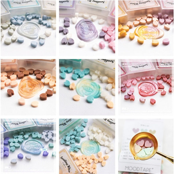 50PCs-Bag New 32 colors Hair Color Wax Grain Petal Shaped Fire Paint Envelope Sealing Wax Seal Special Fire Paint Wax Heart Arrow Gift
