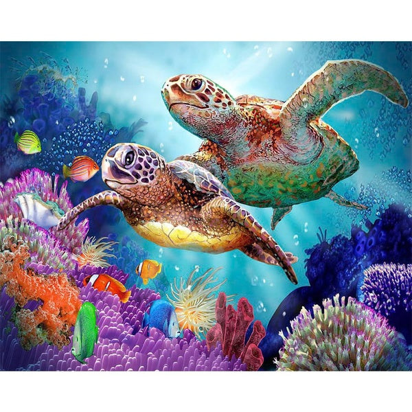DIY 5D Diamond Painting Tortoise Full Drill With Number Kits Home Decor Wall Painting The Gift Arts and Crafts For Adults,Teenagers,The Old