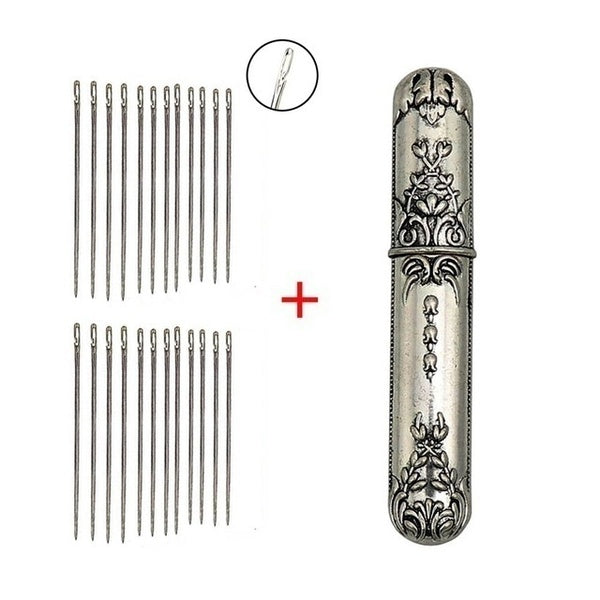 24pcs Embroidery Needle & Vintage Needle Case Big Eye Self Threading Needles Household Hand Sewing NeedleDIY Sewing Tools