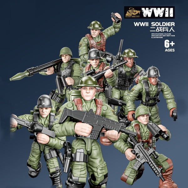 WW2 Military Model Series Soldier Equipment DIY Accessories Building Blocks Bricks Toys Gifts