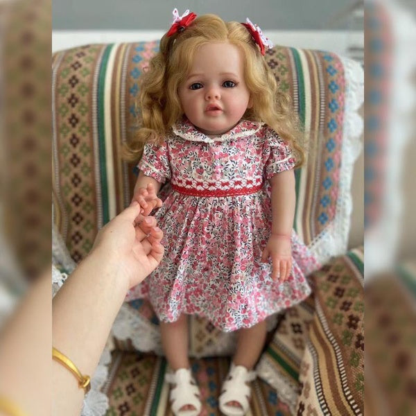 60CM Cute Girl Dolls Soft Cotton Body Silicone Girl Doll with Hand Rooted Hair Lifelike Princess Toy for Baby Kids