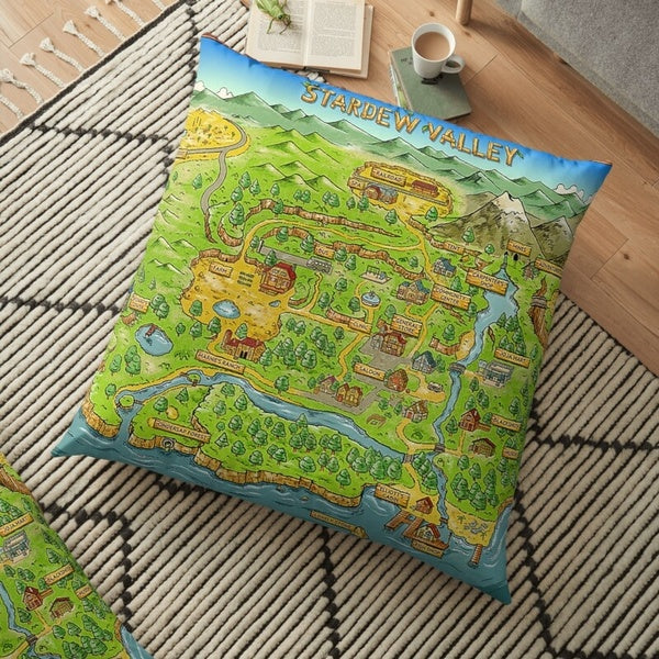 Stardew Valley Map Throw Pillow Cover
