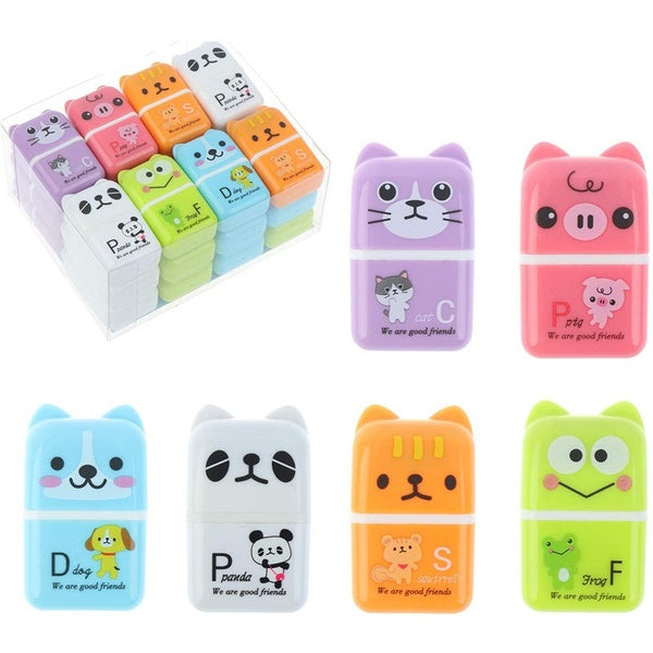 Cute Cartoon Roller Eraser Colorful Animal Flexible Pencil Rubber Students Stationery School Supplies, Pack of 2