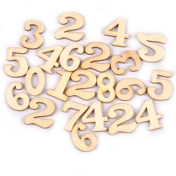50Pcs Random Mix Wooden Number "0-9" For DIY Scrapbooking Handmade Accessories Wood Crafts Home Decoration Ornaments Art MT2611