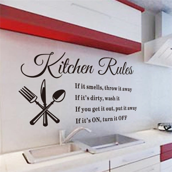 Kitchen Rules Removable Vinyl Wall Stickers Mural Decal Quotes Art Home Decor