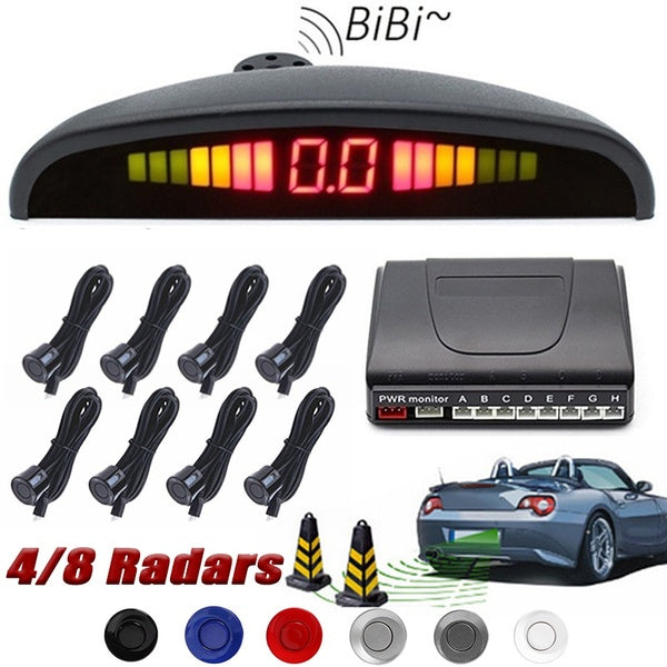 Universal Parking Sensor Auto Parktronic Kit LED Display Auto Parking Radar with 4-8 Sensors Reverse Backup Monitor Detector System