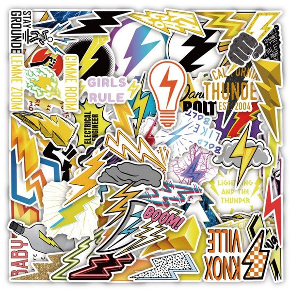 10-60pcs Cool Lightning Bolt Stickers Flash Graffiti Stickers for DIY Luggage Laptop Skateboard Motorcycle Bicycle Sticker