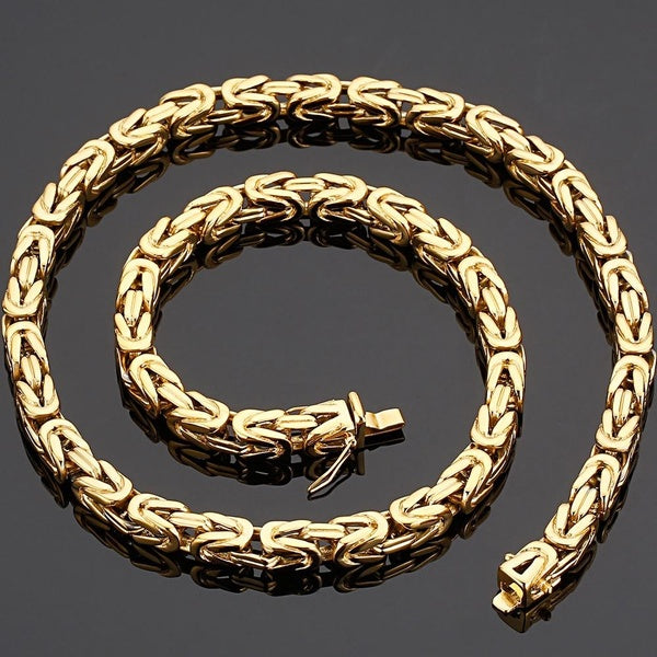 Hip-hop Men's Necklaces 50-66CM Long 8MM Wide Link Chain Necklace for Men With Double Clasp Heavy Gold Plated 316L Stainless Steel Jewellery Accessor