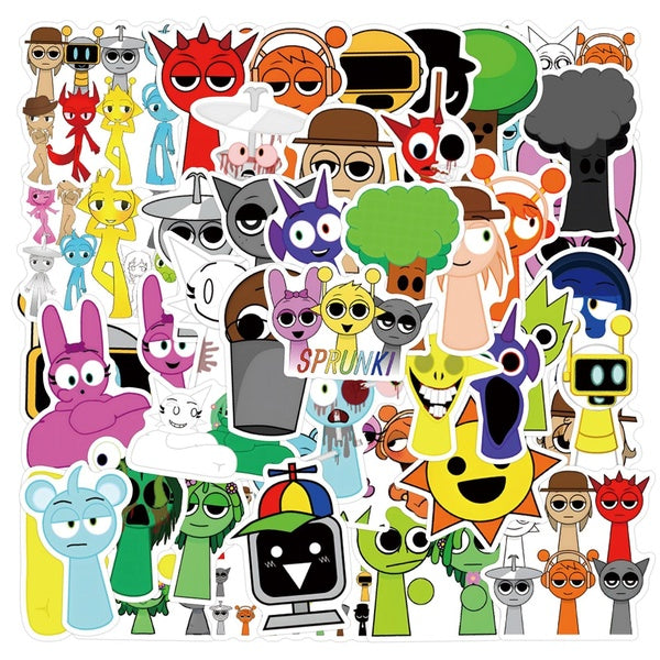 55Pcs-set Incredibox Sprunki Stickers Movie Sticker for Car Laptop Pad Skateboard Motorcycle Decal Toy Sticker