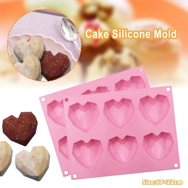 1 Pc 6 Cavity Heart Shaped Silicone Mould Cake Mousse Pastry Bakeware Tools Soap Mould