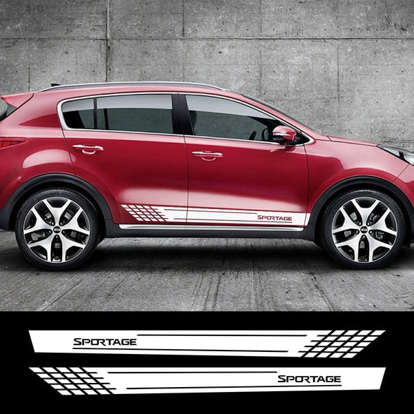 2PCS Auto Door Side Skirt Stripes Stickers Decals For Kia Sportage 3 4 QL Reflective Auto Vinyl Decoration Films Car Accessories